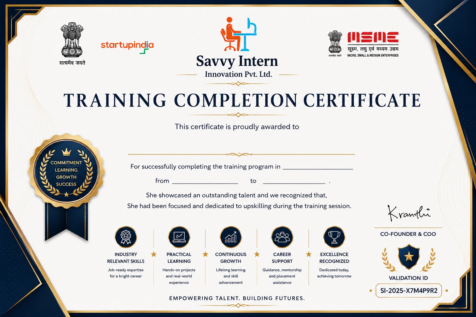 Training Completion Certificate